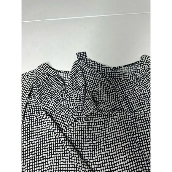 Vince Camuto Sleeveless Rouched Blouse Polka Dot Black White Green Size L - Picture 4 of 9